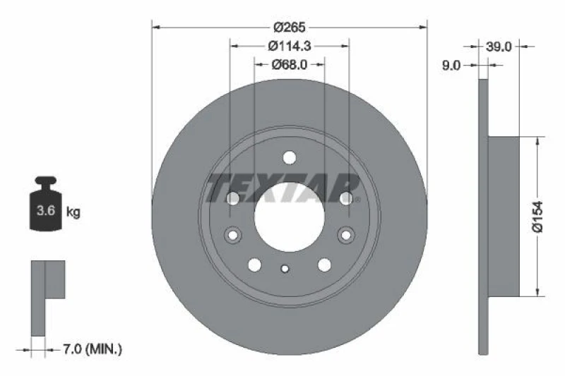 Image of Brake disc TEXTAR 92324703