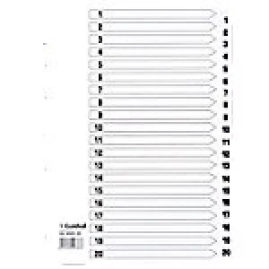 image of Guildhall Mylar Dividers White A4 20 Part 1-20 Numbered Set