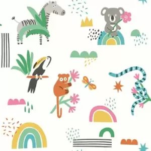 Image of Holden Abstract Animals Multi Wallpaper