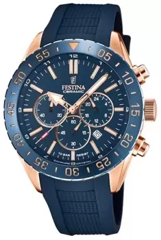 Festina F20516/1 Mens Blue Ceramic Bezel Blue Rubber Watch