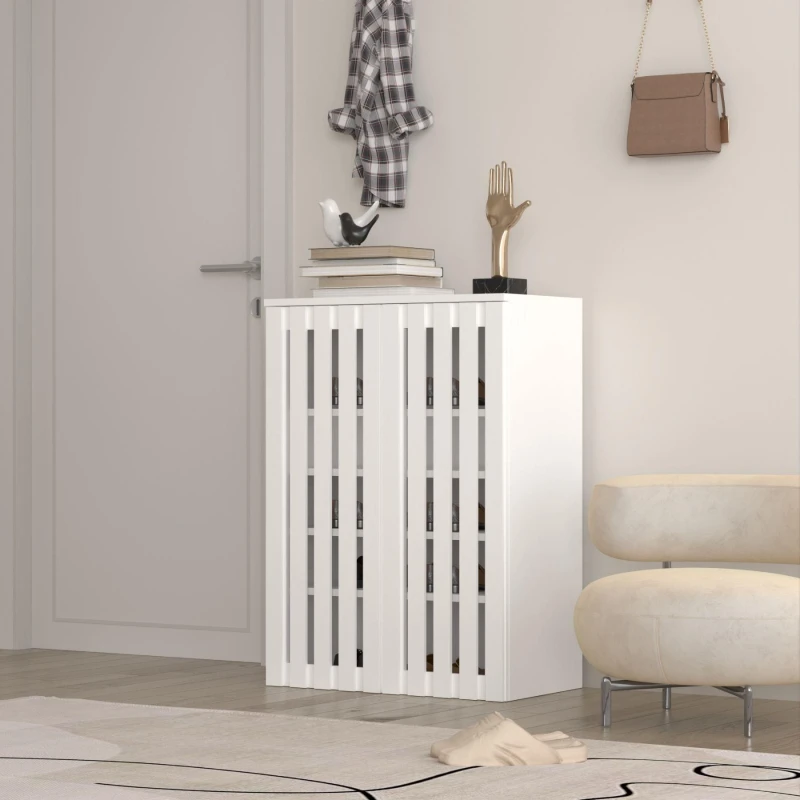 Image of Home Source Shoe Cabinet 2 Door with Adjustable Shelves White