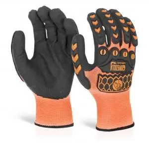 image of Beeswift Glovezilla Sandy Nitrile Coated Glove Orange M Pair GZ63ORM