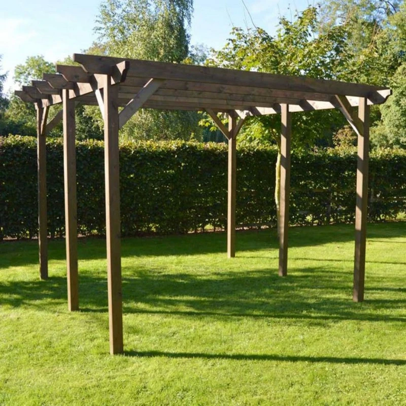 Image of Rutland County Garden Furniture Ltd Garden Pergola 6 Post - L420 x W420 x H270cm - Rustic Brown Brown Unisex