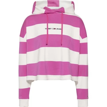 image of Tommy Jeans Linear Stripe Hoodie - Vivid Fuchsia