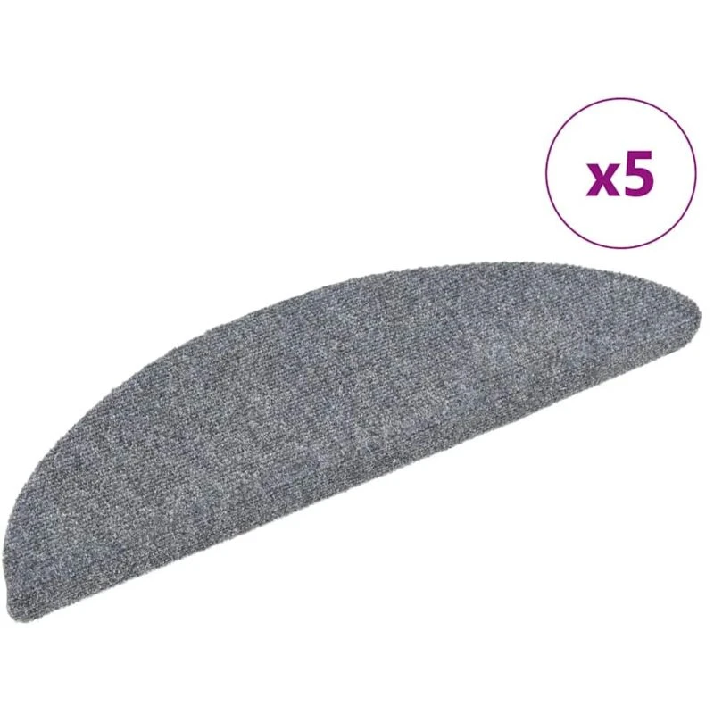 Image of VIDAXL Self-adhesive Stair Mats 5 pcs Light Grey 56x17x3cm Needle Punch vidaXL 8720286327869