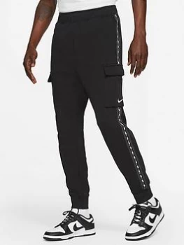 image of Nike Repeat Fleece Cargo Sweat Pants - Black/White, Size 2XL, Men