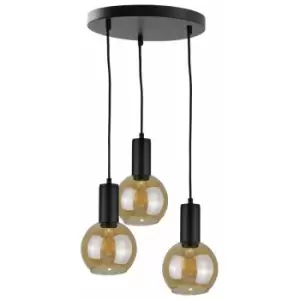 Keter Jantar Cluster Pendant Ceiling Light Black, 30cm, 3x E27