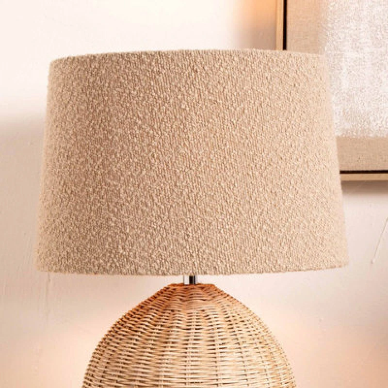 Image of Pacific Lifestyle 30Cm Taupe Boucle Tapered Cylinder Table Lamp Shade Cream Cosy Boho Lampshades