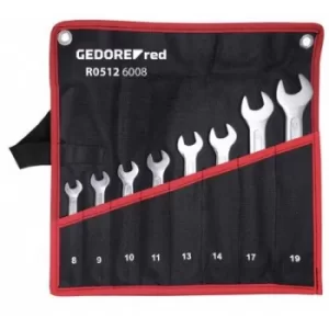 image of Gedore RED R05126008 3301081 Double-ended open ring spanner set 8 Piece