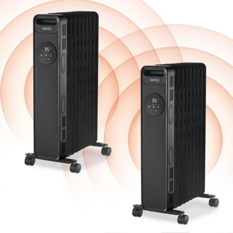 Image of Igenix Digital Oil Filled Radiator (Pack of 2) Black