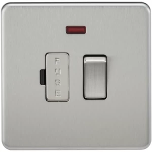 Image of KnightsBridge 13A Screwless Brushed Chrome Switched Fused Spur Connector Unit with Neon