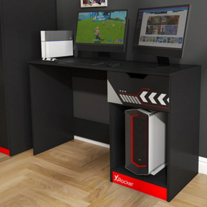 Image of Xrocker X Rocker Octane 110Cm Gaming Desk With Drawer - Red