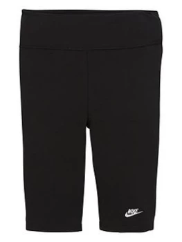 Image of Nike Girls NSW Bike 9" Shorts - Black/White, Size L=12-13 Years