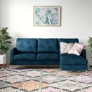 Image of Chapman Velvet Sectional Sofa With Chrome Legs Blue By Novogratz