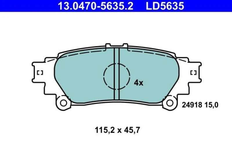 Image of ATE 13.0470-5635.2 Brake pad set without integrated wear warning contact Brake Pad Set,disc brake (402)