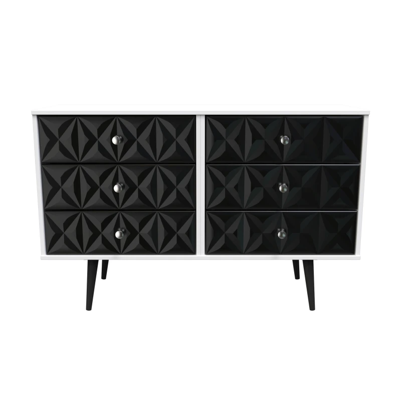 Image of Toledo 6 Drawer Chest In Deep Black & White (Ready Assembled)