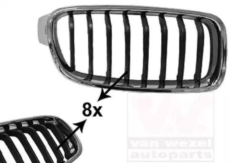 Image of VAN WEZEL 0670516 Radiator Grill ** Equipart ** Right, black, chrome Radiator Grille (472)