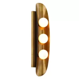 image of Hopper 3 Light Wall Sconce Vintage Brass Bronze Accents, Glass