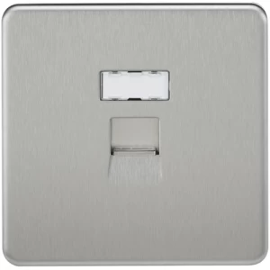 Image of KnightsBridge Screwless Brushed Chrome RJ45 Network Outlet Wall Socket