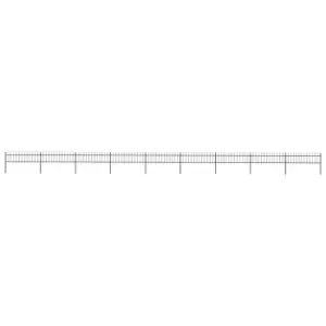 Image of Vidaxl Garden Fence With Spear Top Steel 15.3X0.6 M Black