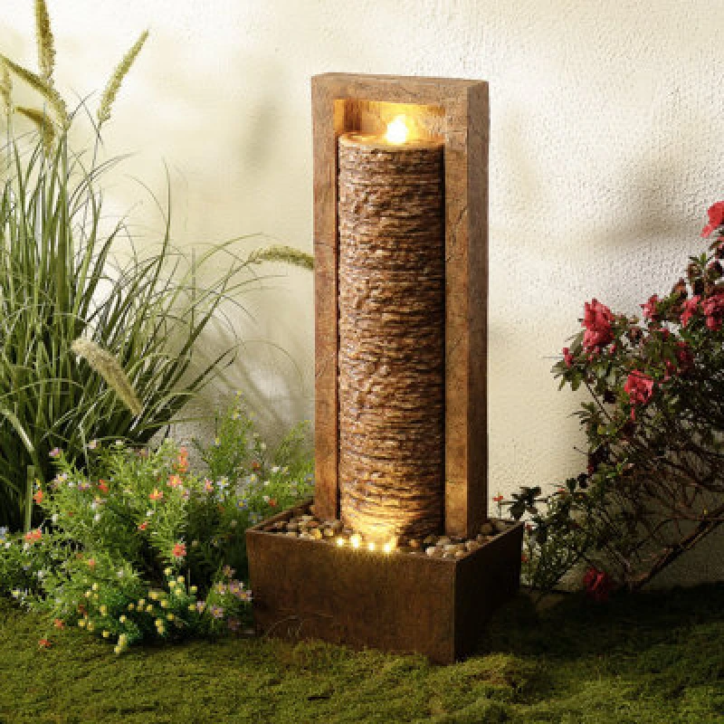 Image of Teamson Home Outdoor 32'' Frame Column Water Fountain, Brown, Brown FT0525BRR-UK
