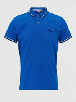 Image of Superdry Classic Poolside Pique Polo Shirt, Blue Size M Men