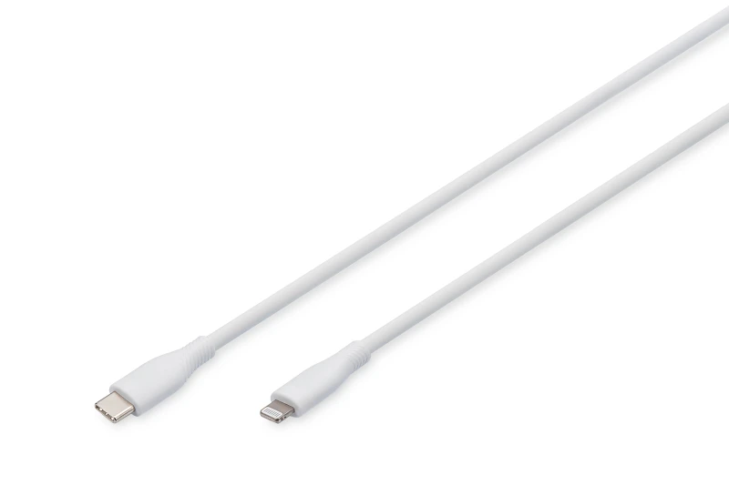 Image of Digitus Lightning silicone connection cable. USB-C - Lightning. 1m. wh