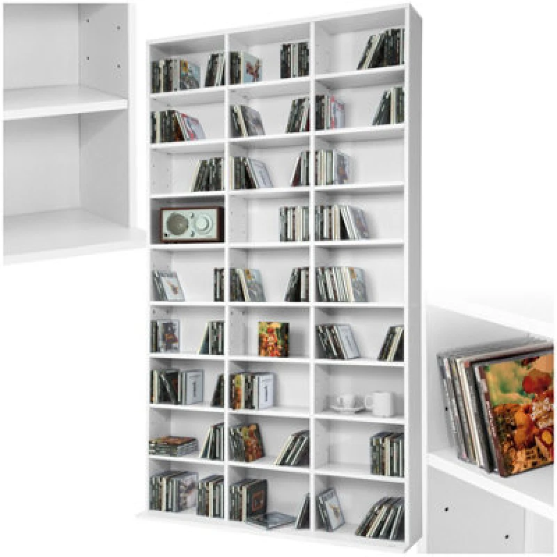 Image of Tectake Cd Shelf Unit Christel - 27 Compartments For Up To 1080 Cds - White