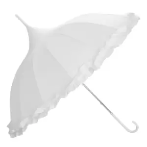 image of X-Brella Womens/Ladies Frill Wedding Stick Umbrella (One Size) (White)