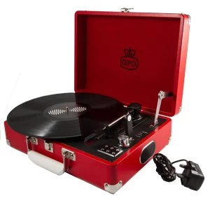 Image of GPO Attache Case 3-Speed Record Player With USB Red Suitcase