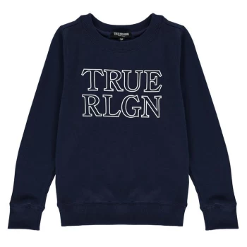 Image of True Religion Chest Logo Sweater - Navy