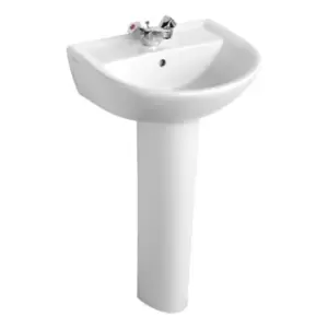 image of Armitage Shanks Sandringham 21 washbasin 50cm, 1 taphole, with overflow no chainstay hole White E894501 - 693819