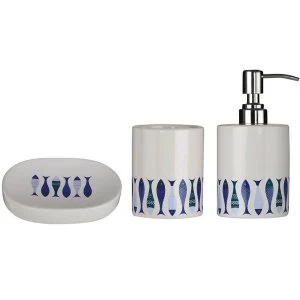 image of Premier Housewares 3 Piece Dolmite Bathroom Set - Blue