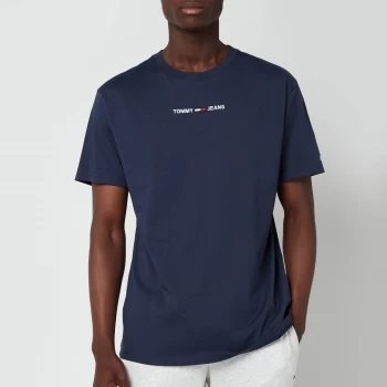 Image of Tommy Jeans Mens Small Text T-Shirt - Twilight Navy - L