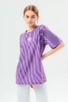 image of HYPE PURPLE TONAL ZEBRA BOXY KIDS T-SHIRT