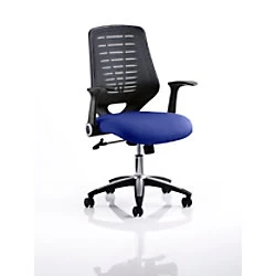 Image of Dynamic Tilt & Lock Task Operator Chair Folding Arms Relay Black Back, Stevia Blue Seat Without Headrest Medium Back