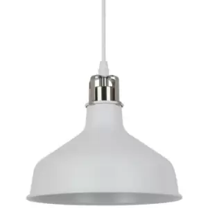 Italux Hooper - Industrial And Retro Hanging Pendant White, Satin Nickel 1 Light with White Shade, E27