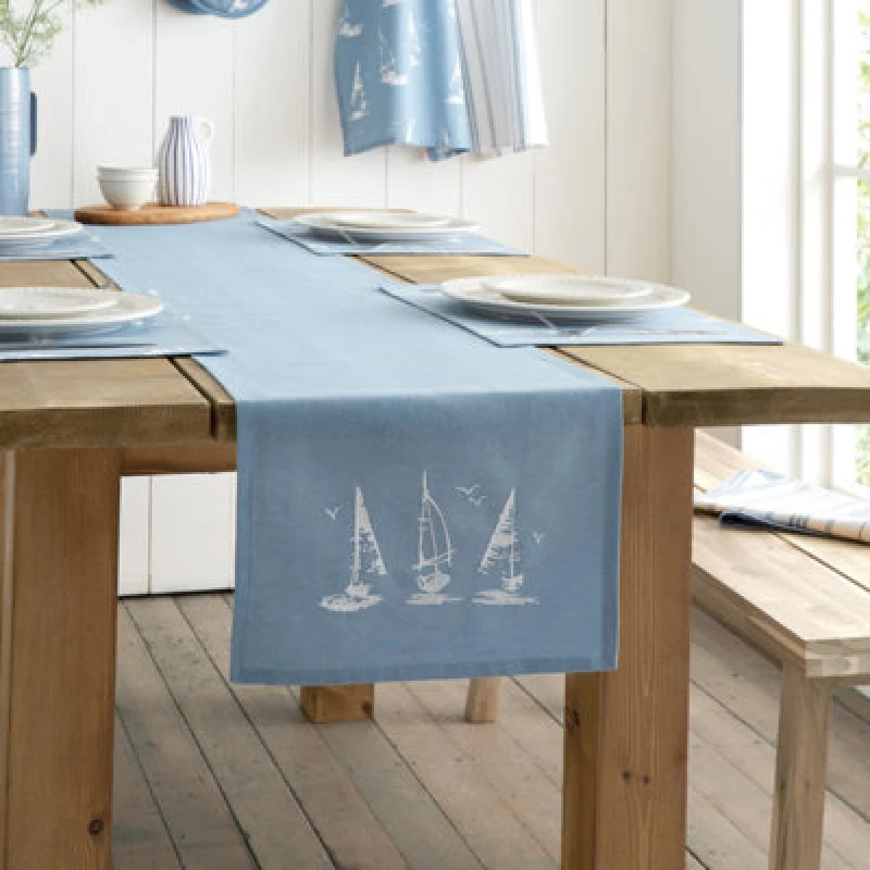 Image of Catherine Lansfield Salcombe Boats Runner 33cm x 220cm Blue