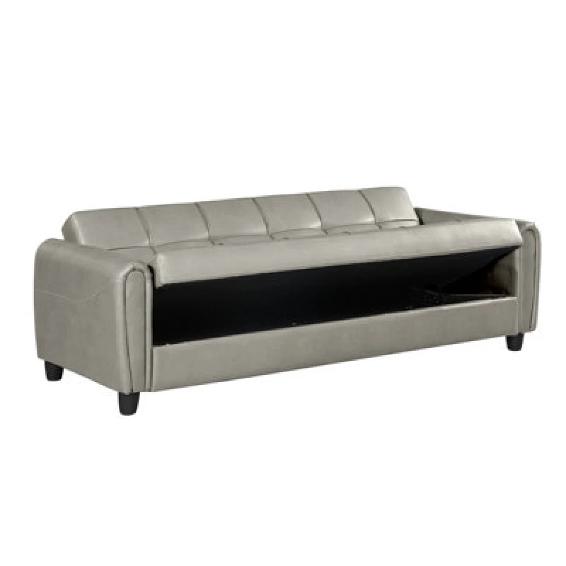 Image of Mattress Guru Zinc 3 Seater Faux Leather Sofa Bed with Hidden Storage Grey