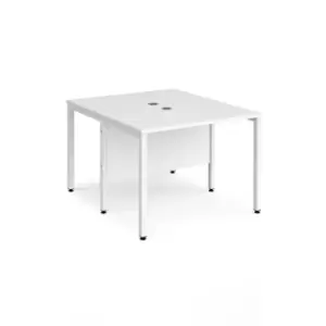 image of Office Desk 2 Person Rectangular Desk 1000mm White Tops With White Frames 1200mm Depth Maestro 25