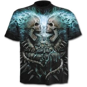 Image of Flaming Spine Allover Mens Large T-Shirt - Black