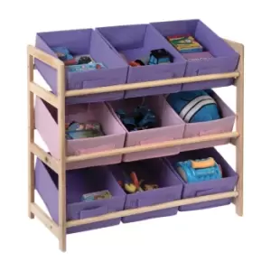 image of Interiors By Premier Housewares Toy Storage Unit With 9 Canvas Tubs