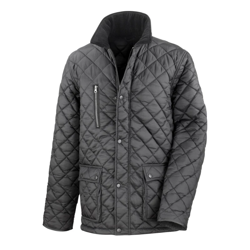 Image of Result Result Men Cheltenham Gold Fleece Lined Jacket (Water Repellent & Windproof) in Black Size: X-Small Black XS Male 5054171078431