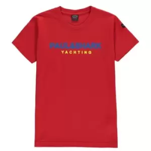Image of Paul And Shark Logo Crew T-Shirt - Red