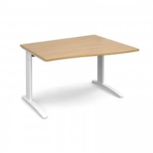 image of TR10 Right Hand Wave Desk 1200mm - White Frame Oak Top