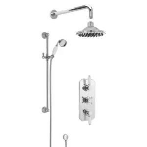 image of Nuie Concealed Thermostatic Triple Valve, Slide Rail Kit & Head Chrome