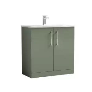 image of Nuie Arno 800mm Floor Standing 2 Door Vanity & Basin 4 Satin Green