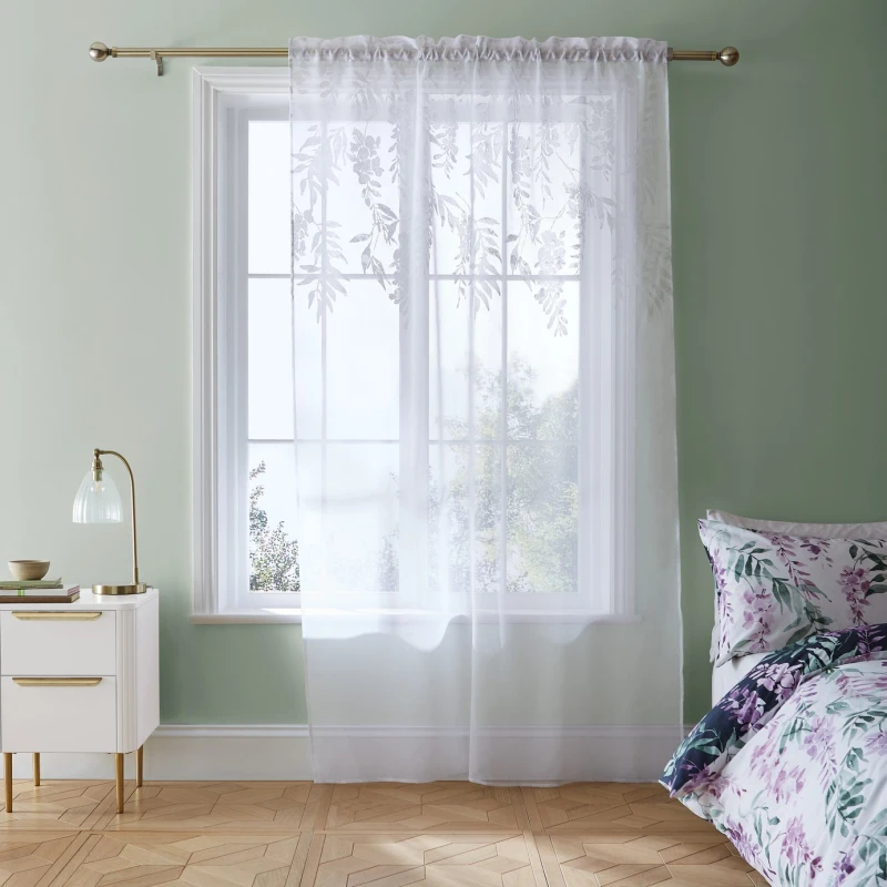 Image of Catherine Lansfield Catherine Lansfield Wisteria Voile - White - 140x183cm