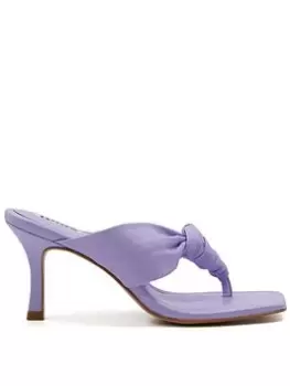 image of Dune London Mykonos Leather Padded Toe Post Heeled Sandal, Lilac, Size 37, Women