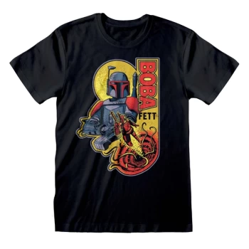 Image of Star Wars - Boba Multi Colour Unisex Large T-Shirt - Black